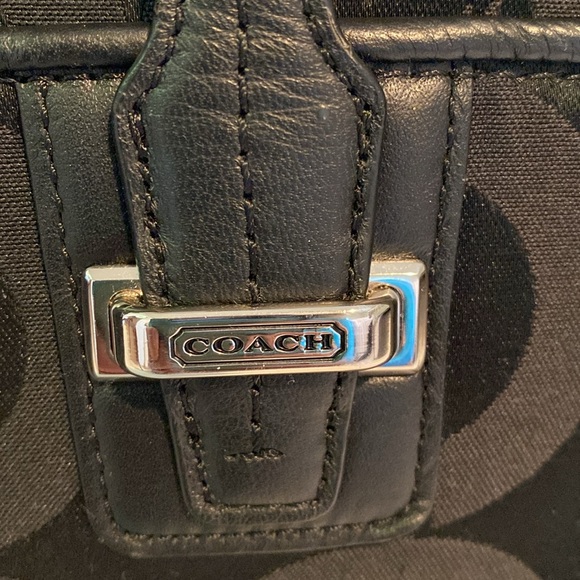 Coach Taylor Alexis Satchel Black with Brown C Logo Jacquard - Picture 5 of 11